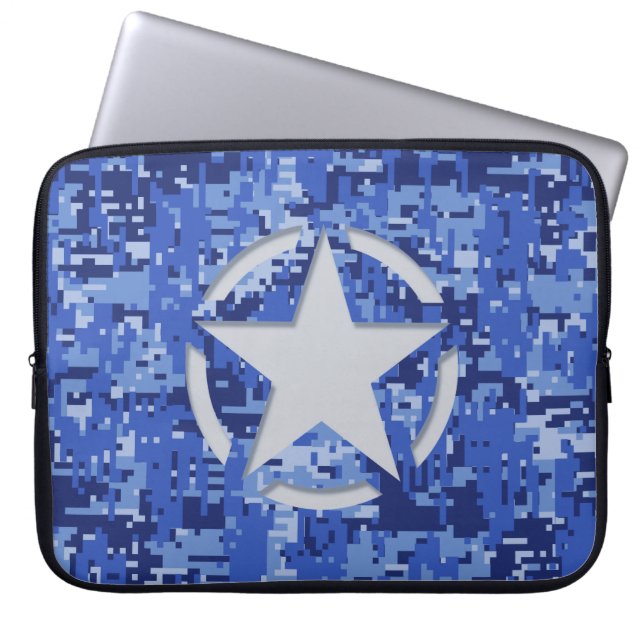 Protection Pour Ordinateur Portable Star Stencil Graphic Decal Marine Camo Bleu (Devant)