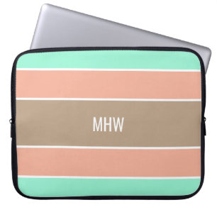Protection Pour Ordinateur Portable Stripes Motif monogramme personnalisé manches d'or