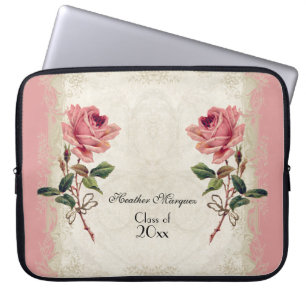 Protection Pour Ordinateur Portable Style baroque Dentelle Rose Vintage