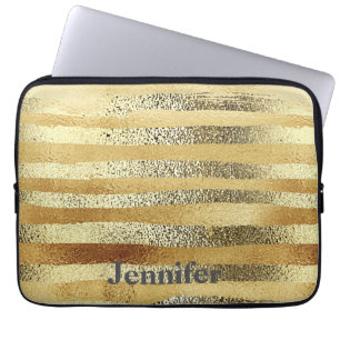 Protection Pour Ordinateur Portable Stylish tirage à la main or rayé personnalisé