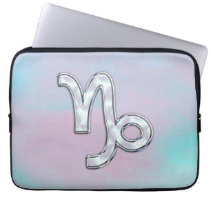 Protection Pour Ordinateur Portable Symbole de Capricorne sur le Décor Mère de Pearl N