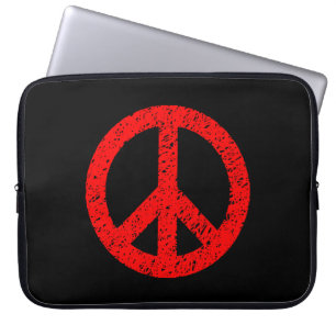 Protection Pour Ordinateur Portable Symbole de la paix tendu par Scribble - Rouge sur