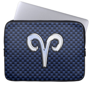 Protection Pour Ordinateur Portable Symbole Zodiaque moderne Aries bleu Carbone Fibre