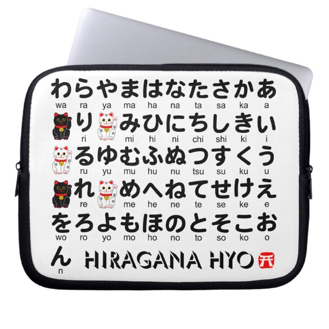 Protection Pour Ordinateur Portable Table japonaise Hiragana (Lucky Cat) (Devant)