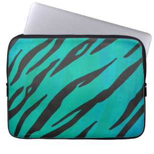 Protection Pour Ordinateur Portable Tiger noir et Turquoise