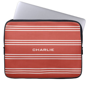 Protection Pour Ordinateur Portable Tomato Red Stripes personnalisées monogramme de ma
