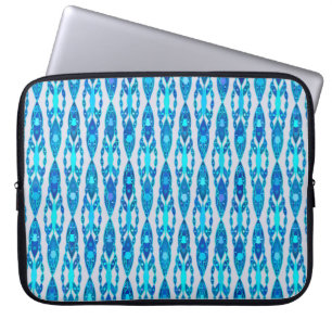 Protection Pour Ordinateur Portable Tribal Batik - Sapphire Blue et Silver Grey