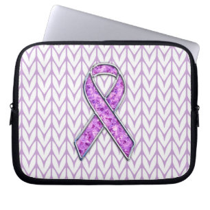 Protection Pour Ordinateur Portable Tricot de sensibilisation au ruban rose cristal