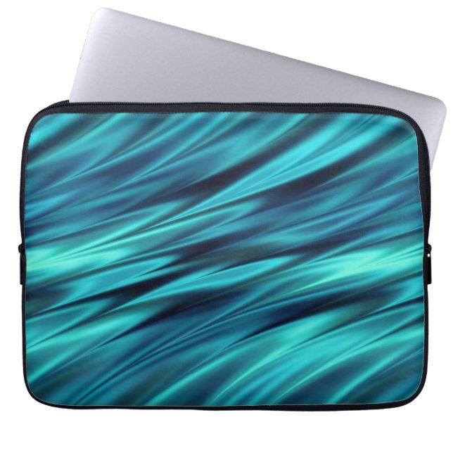 Protection Pour Ordinateur Portable Vagues soyeuses bleu vert (Devant)