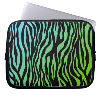 Protection Pour Ordinateur Portable Vert bleu de zèbre d'ordinateur portable de noir