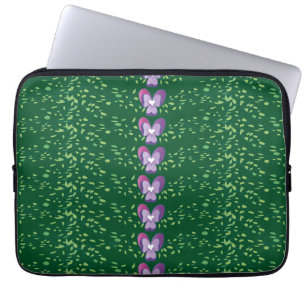 Protection Pour Ordinateur Portable Vintage Green Floral Violets wallpaper pattern