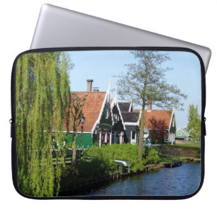 Protection Pour Ordinateur Portable Vintage Red Green Zaanse Schans Dutch Timbre House