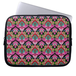 Protection Pour Ordinateur Portable Vintage rose noir damassé motif coloré royal