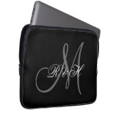 PROTECTION POUR ORDINATEUR PORTABLE VOS INITIALES MONOGRAMMES | SIMPLE BLACK GRAY (Devant droit)