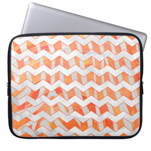 Protection Pour Ordinateur Portable Zebra Chevron orange et blanc