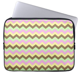 Protection Pour Ordinateur Portable Zigzag patroon (roze, groen, geel en bruin)