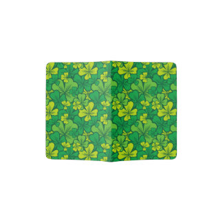 Protège-passeport motif vert chanceux avec shamrocks