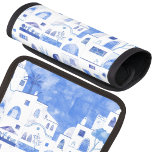 Protège Poignée Pour Bagage Aquarelle moderne Santorin Grèce île<br><div class="desc">Une aquarelle bleue et blanche du village d'Oia sur l'île grecque de Santorin.</div>