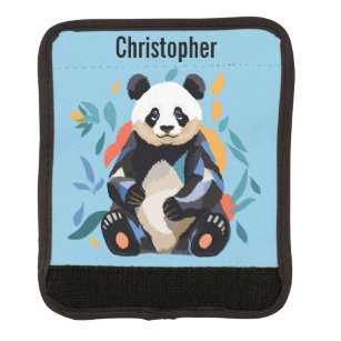 Protège Poignée Pour Bagage Porte de panda assise colorée Nom personnalisé Ble