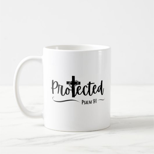 Protégé - Psaume 91 Bible Verse Écriture Mug (Gauche)