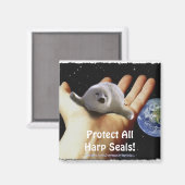 Protégez tous les phoques à harpe ! Magnet de la f (Recto/Verso)