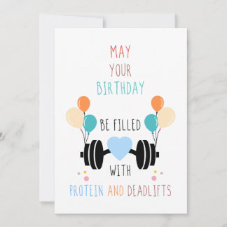 Protein and Deadlifts Happy Birthday Card Feestdagenkaart