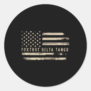 Protest Foxtrot Delta Tango US Flag Weerstaan Mann Ronde Sticker