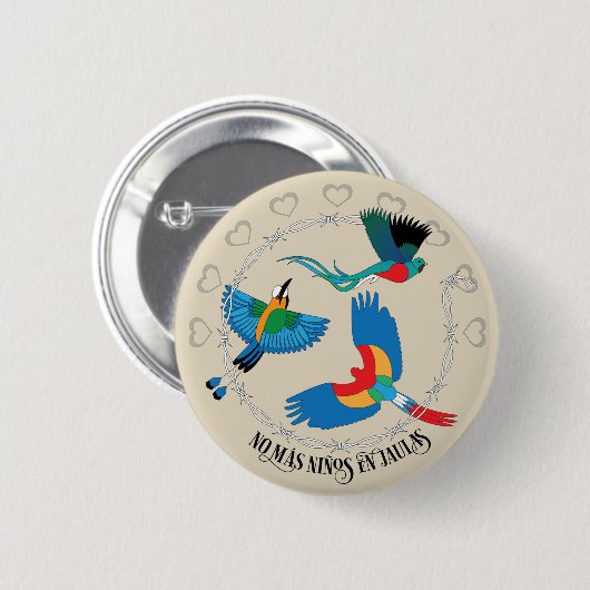 Protest Hex Sign No Mas Niños, Jualas Button (Voorkant /achterkant)