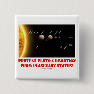 Protest Pluto's deemotie van de planetaire status! Vierkante Button 5,1 Cm