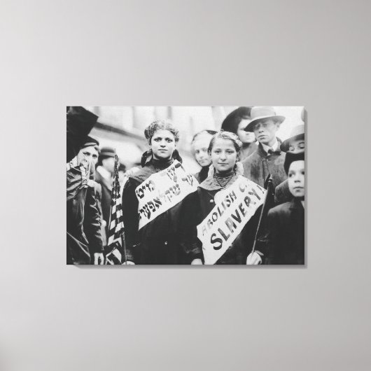 Protest tegen kinderarbeid in de Labourparade Canvas Afdruk (Voorkant)