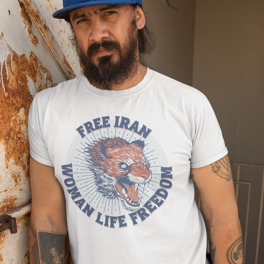 Protest van Free Iran | Angry Lion Blue T-shirt