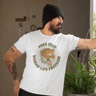 Protest van Free Iran   Angry Lion Green T-shirt
