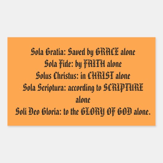 Protestant Creed 5 Solas Bumpersticker Rechthoekige Sticker (Voorkant)