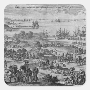 Protestanten die Frankrijk verlaten Vierkante Sticker