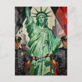 protesting lady liberty arrested by police surreal briefkaart (Voorkant)