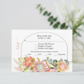 Protheembloemen pampas grassen groene bruiloft RSV RSVP Kaartje (Staand voorkant)