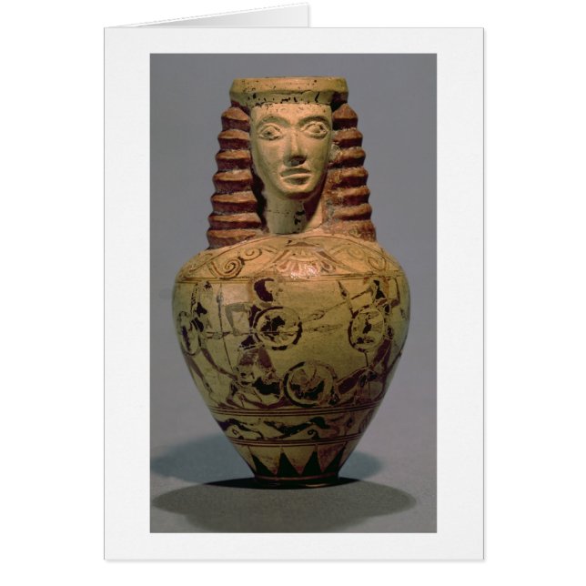 Proto-Corinthische aryballos met een menselijk hoo (Voorkant)