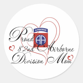 Proud 82nd Airborne Mam Heart Ronde Sticker