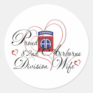 Proud 82nd Airborne Wife Heart Ronde Sticker