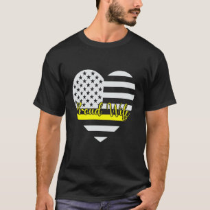 Proud 911 Dispatcher Wife American Distress Flag T-shirt
