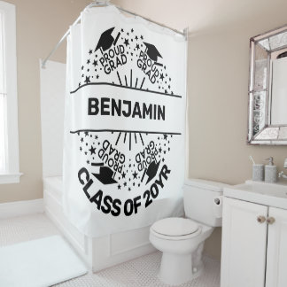 Proud afstudeerder, klasse jaar monogram douchegordijn