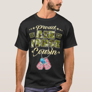 Proud Air Force Cousin Camo US Flag Dog Tags Milit T-shirt