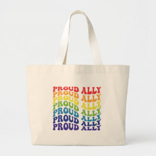 Proud Ally LGBTQ Gay Pride Regenboog Grote Tote Bag