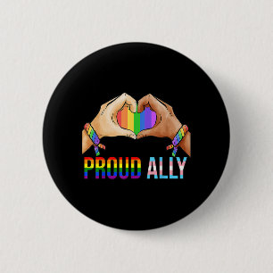 Proud Ally Pride LGBT Transgender Flag Heart Gay L Ronde Button 5,7 Cm