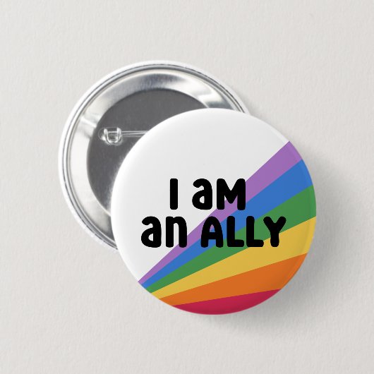 Proud Ally Rainbow Pride Month Button (Voorkant /achterkant)