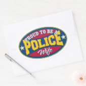 Proud als vrouw van de politie ovale sticker (Envelop)