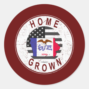 Proud America State Flag US Home Groot Iowa Ronde Sticker