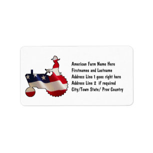 Proud American Farmer USA Flag Tractor Etiket
