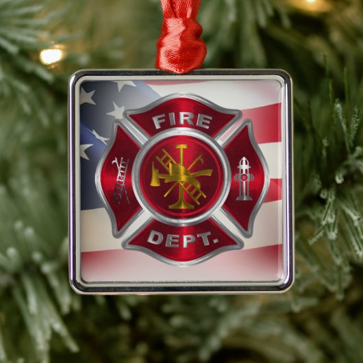 Proud American Firefighter kerst Metalen Ornament (Boom)