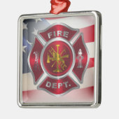Proud American Firefighter kerst Metalen Ornament (Links)